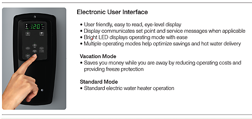 12 50 DFRT - 50 Gallon Smart Tall Electric Water Heater w/Leak Detection  and Shut Off Valve - 12 Year Warranty